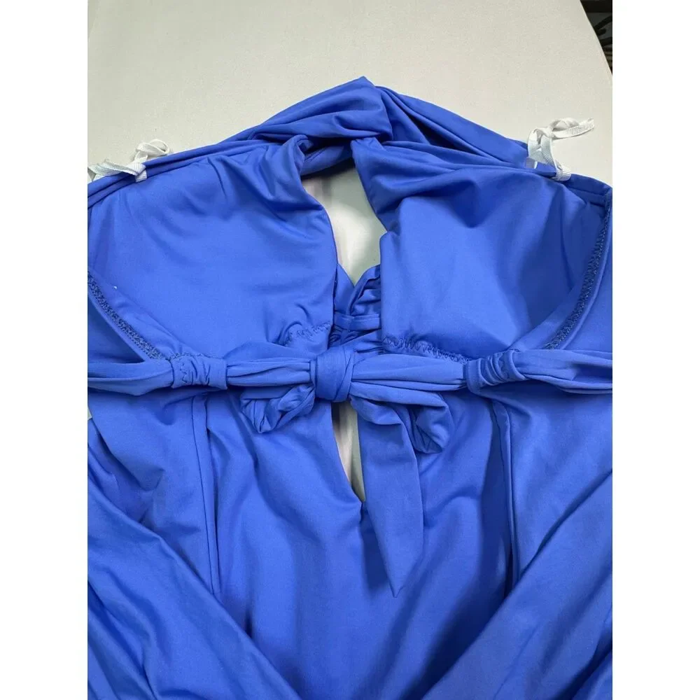 BECCA by REBECCA VIRTUE Gracelyn High Neck One Piece Swimsuit, Lapis, Sz M